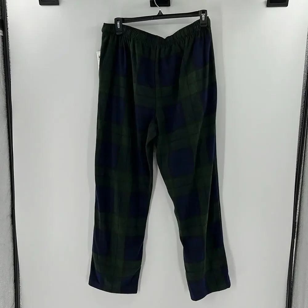 Club Room Men's Fleece Pajama Pants - Green/Blue Plaid - XL - NWT